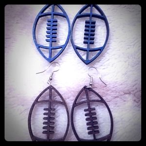 Set of wooden football earrings
